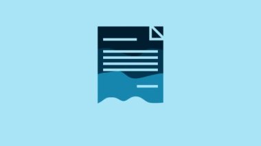 Blue Document icon isolated on blue background. File icon. Checklist icon. Business concept. 4K Video motion graphic animation.
