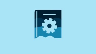 Blue User manual icon isolated on blue background. User guide book. Instruction sign. Read before use. 4K Video motion graphic animation.