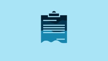 Blue Document icon isolated on blue background. File icon. Checklist icon. Business concept. 4K Video motion graphic animation.