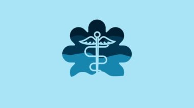 Blue Emergency star - medical symbol Caduceus snake with stick icon isolated on blue background. Star of Life. 4K Video motion graphic animation.