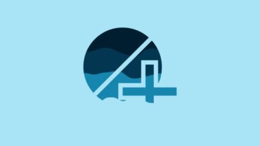 Blue Medicine pill or tablet icon isolated on blue background. Capsule pill and drug sign. Pharmacy design. 4K Video motion graphic animation.