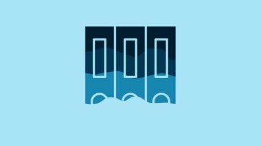 Blue Office folders with papers and documents icon isolated on blue background. Office binders. Archives folder sign. 4K Video motion graphic animation.