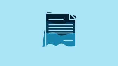 Blue File document icon isolated on blue background. Checklist icon. Business concept. 4K Video motion graphic animation.