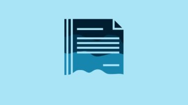 Blue File document icon isolated on blue background. Checklist icon. Business concept. 4K Video motion graphic animation.