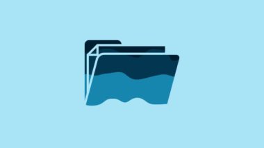 Blue Document folder icon isolated on blue background. Accounting binder symbol. Bookkeeping management. 4K Video motion graphic animation.