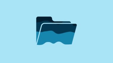 Blue Document folder icon isolated on blue background. Accounting binder symbol. Bookkeeping management. 4K Video motion graphic animation.
