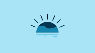 Blue Sunset icon isolated on blue background. 4K Video motion graphic animation.