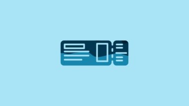 Blue Travel ticket icon isolated on blue background. Train, ship, plane, tram, bus transport. Travel service concept. 4K Video motion graphic animation.