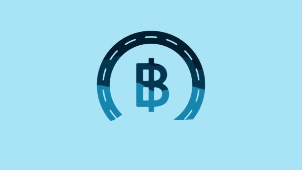 Blue Cryptocurrency Coin Bitcoin Icon Isolated Blue Background Blockchain Technology — Video Stock