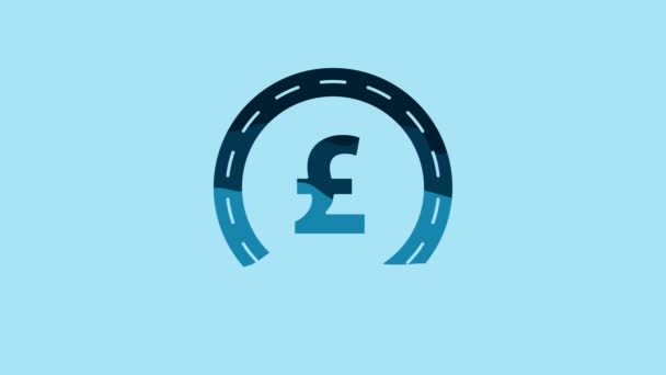 Blue Coin Money Pound Sterling Symbol Icon Isolated Blue Background — Stock video