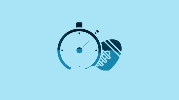 Blue American Football Ball Stopwatch Icon Isolated Blue Background Set — 图库视频影像