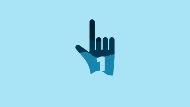 Blue Number One Fan Hand Glove Finger Raised Icon Isolated — Stock videók