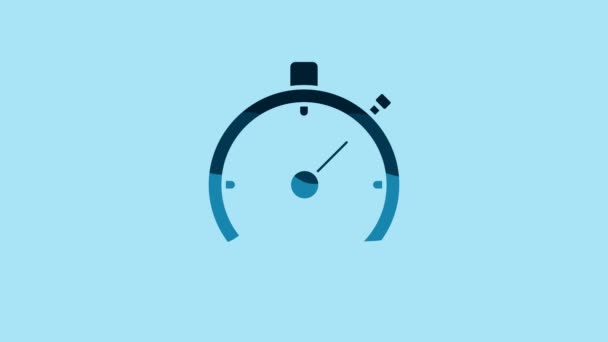 Blue Stopwatch Icon Isolated Blue Background Time Timer Sign Chronometer — Videoclip de stoc