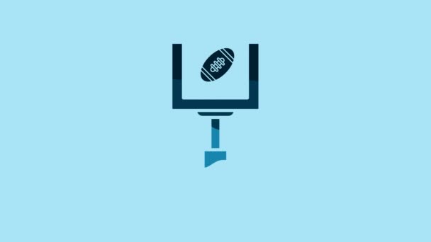 Blue American Football Goal Post Football Ball Icon Isolated Blue — Vídeo de stock