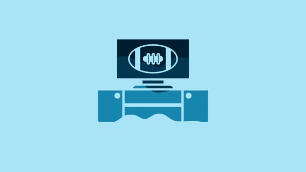 Blue American Football Program Stand Icon Isolated Blue Background Video — Video Stock