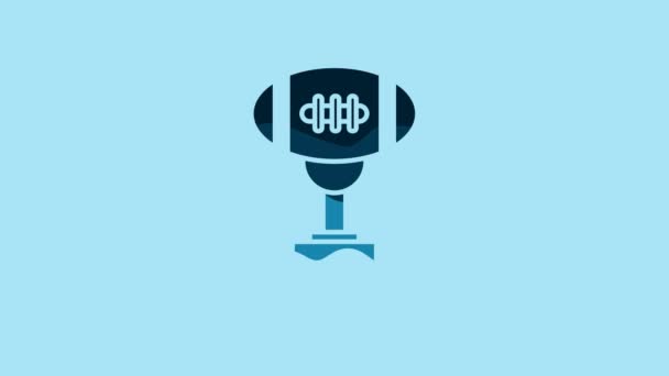 Blue Award Cup American Football Ball Icon Isolated Blue Background — Αρχείο Βίντεο