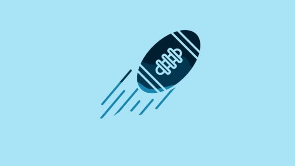 Иконка Синего Футбольного Мяча Выделена Синем Фоне Значок Мяча Регби — стоковое видео
