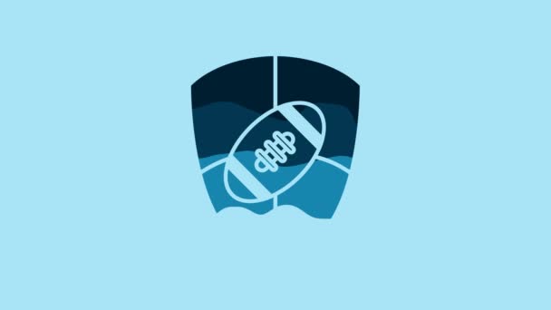 Blue American Football Ball Shield Icon Isolated Blue Background Rugby — Stockvideo