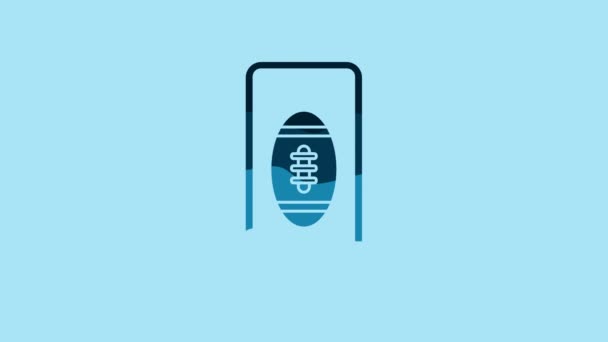 Blue Smartphone American Football Ball Screen Icon Isolated Blue Background — Αρχείο Βίντεο
