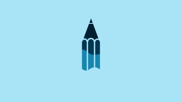 Blue Pencil Icon Isolated Blue Background Education Sign Drawing Educational — Αρχείο Βίντεο