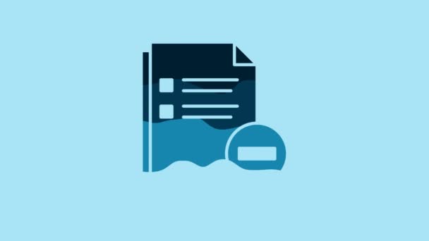 Blue Document Icon Isolated Blue Background Clear Document Remove File — Wideo stockowe