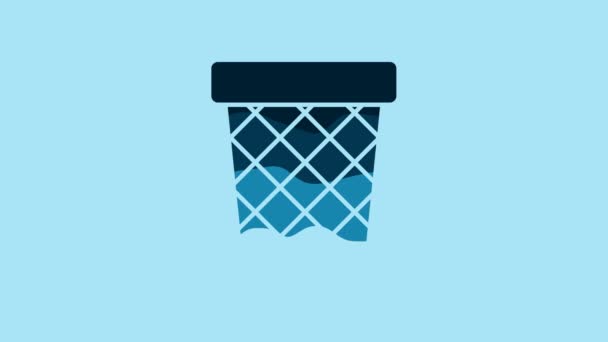 Blue Trash Can Icon Isolated Blue Background Garbage Bin Sign — 비디오