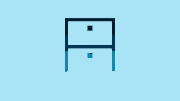 Blue Archive Papers Drawer Icon Isolated Blue Background Drawer Documents — Video Stock