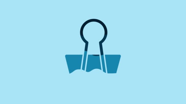 Blue Binder Clip Icon Isolated Blue Background Paper Clip Video — Stok video
