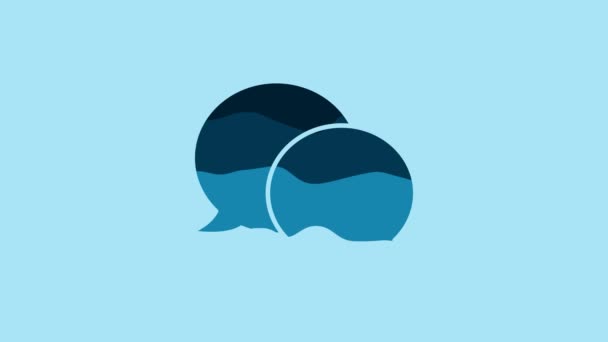 Blue Speech Bubble Chat Icon Isolated Blue Background Message Icon — Wideo stockowe