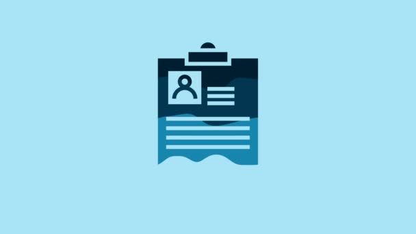 Blue Clipboard Resume Icon Isolated Blue Background Application Curriculum Vitae — Vídeo de Stock