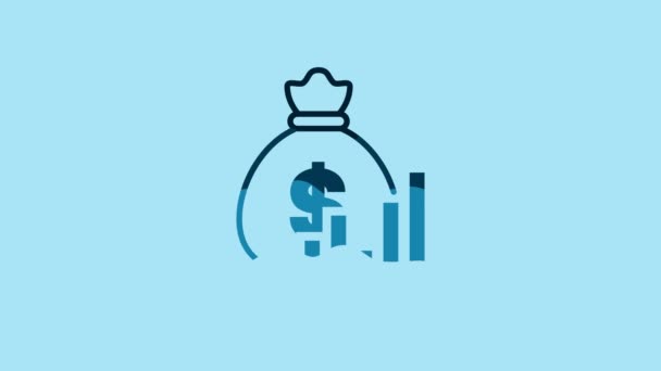 Blue Money Bag Diagram Graph Icon Isolated Blue Background Financial — Vídeos de Stock