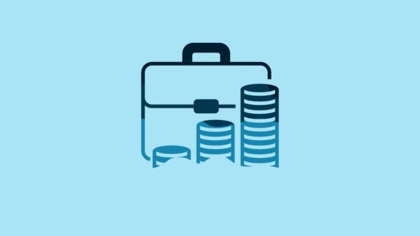 Blue Briefcase Coin Icon Isolated Blue Background Business Case Sign — Vídeos de Stock