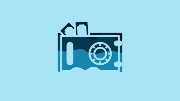 Blue Safe Money Icon Isolated Blue Background Door Safe Bank — Stok video