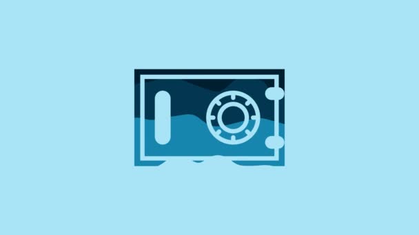 Blue Safe Icon Isolated Blue Background Door Safe Bank Vault — Stockvideo