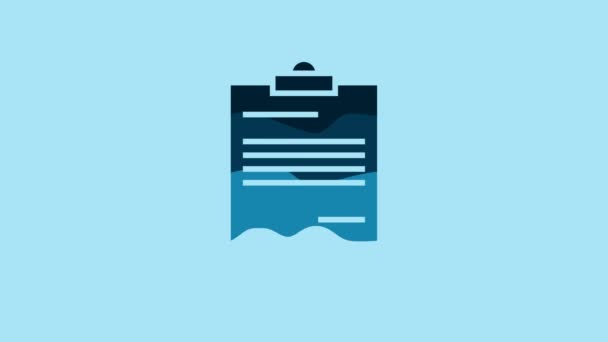 Blue Document Icon Isolated Blue Background File Icon Checklist Icon — Vídeo de Stock