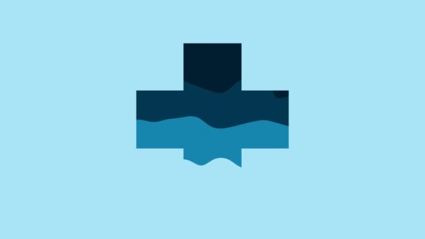 Blue Cross Hospital Medical Icon Isolated Blue Background First Aid — Αρχείο Βίντεο