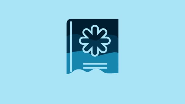 Blue Medical Book Icon Isolated Blue Background Video Motion Graphic — Wideo stockowe