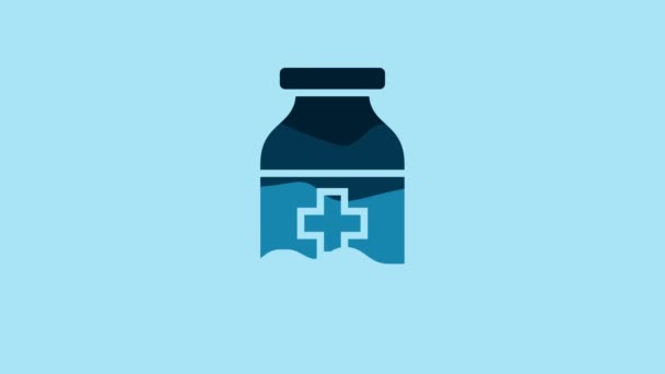 Blue Medicine Bottle Icon Isolated Blue Background Bottle Pill Sign — Stockvideo
