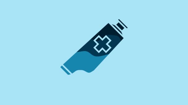 Blue Ointment Cream Tube Medicine Icon Isolated Blue Background Tube — Stock video