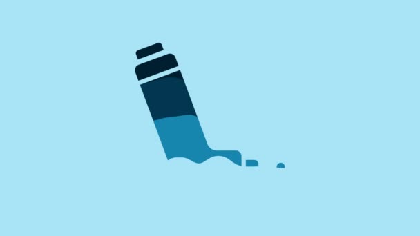 Blue Inhaler Icon Isolated Blue Background Breather Cough Relief Inhalation — Stockvideo