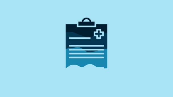 Blue Medical Clipboard Clinical Record Icon Isolated Blue Background Health — Vídeos de Stock