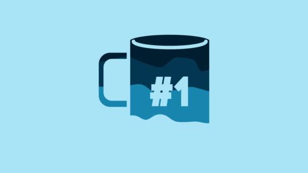 Blue Coffee Cup Flat Icon Isolated Blue Background Tea Cup — Vídeo de stock