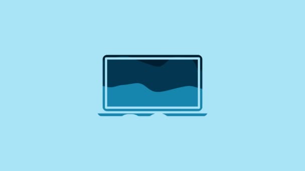 Blue Laptop Icon Isolated Blue Background Computer Notebook Empty Screen — Video Stock
