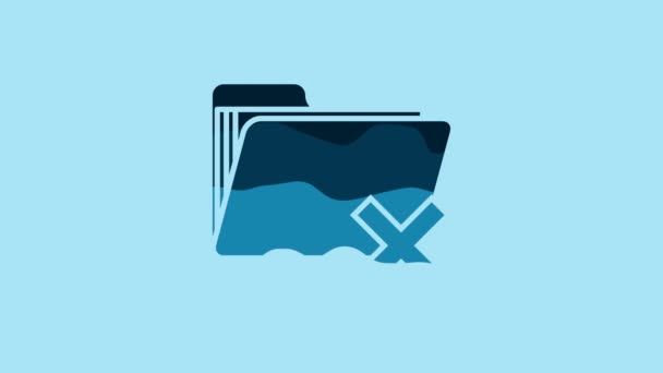 Blue Delete Folder Icon Isolated Blue Background Folder Recycle Bin — Stock Video