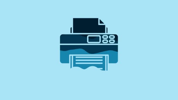 Blue Printer Icon Isolated Blue Background Video Motion Graphic Animation — 비디오