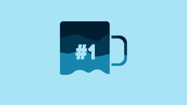 Blue Coffee Cup Icon Isolated Blue Background Tea Cup Hot — Wideo stockowe