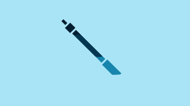 Blue Pen Line Icon Isolated Blue Background Video Motion Graphic — Video