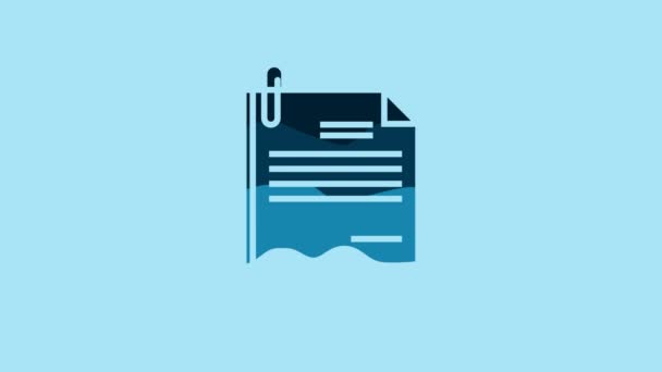 Blue File Document Paper Clip Icon Isolated Blue Background Checklist — Vídeos de Stock