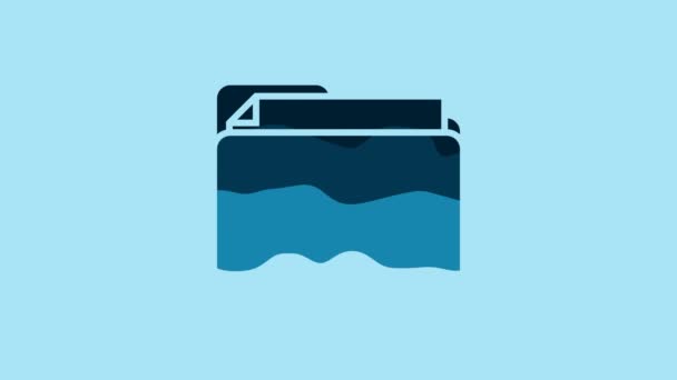 Blue Document Folder Icon Isolated Blue Background Accounting Binder Symbol — 图库视频影像
