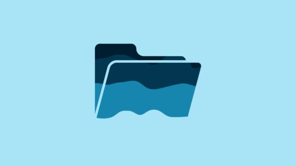 Blue Document Folder Icon Isolated Blue Background Accounting Binder Symbol — 비디오